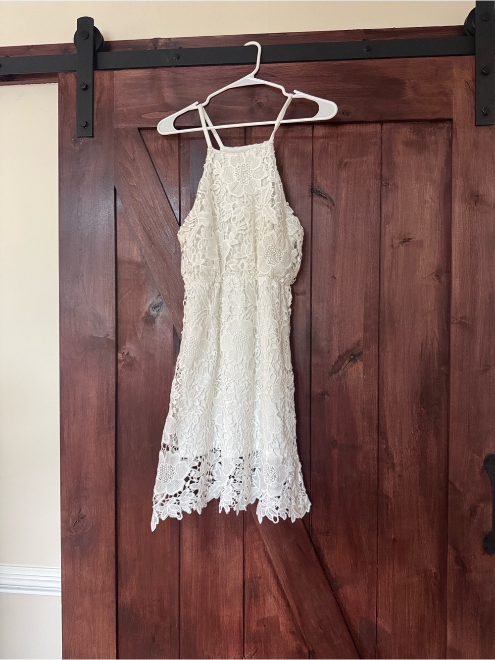 Charlotte Russe White Crochet Halter Mini Dress